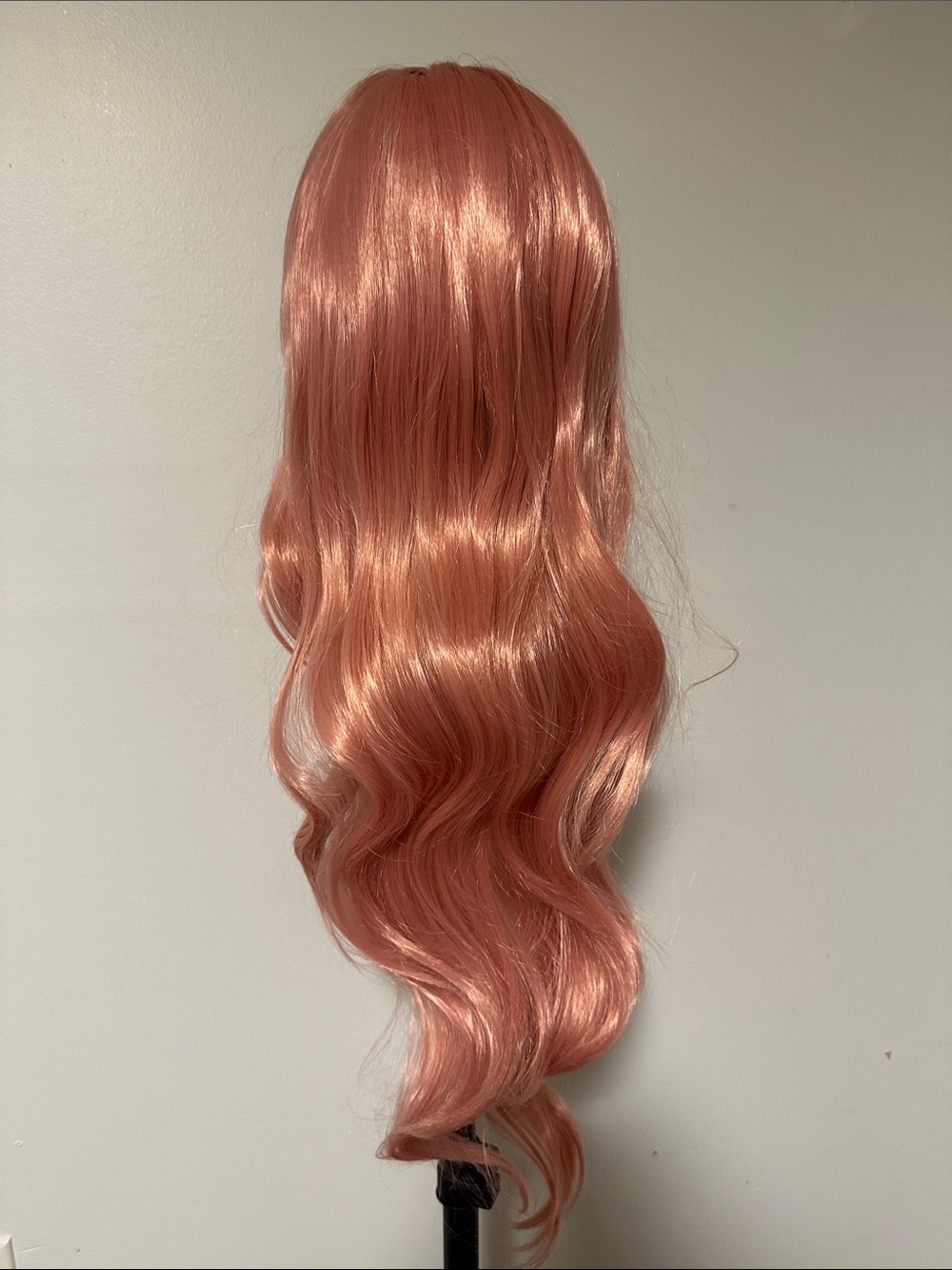 Peach Pink Long Synthetic Wavy Women's Wig
